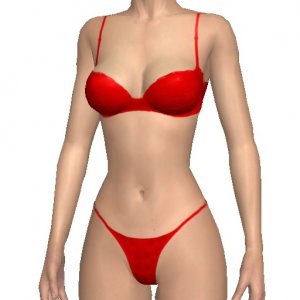 Bra and panties, red, for superb social interactions sex game AChat
