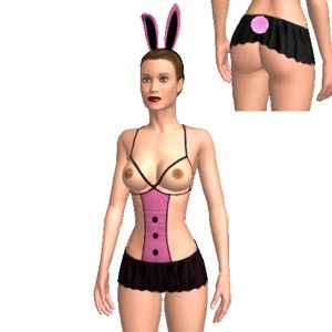 Bunny costume, Black and pink semi transparent