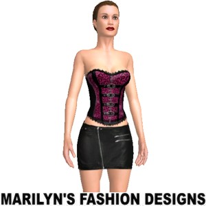 Corset with leather skirt, From Marilyn's Fashion Designs
