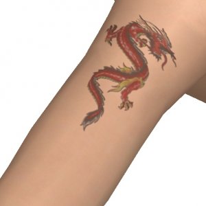 Exclusive tattoo, Red dragon tattoo on your arm, express yourself, addition to ultimate sex chat MMO game AChat