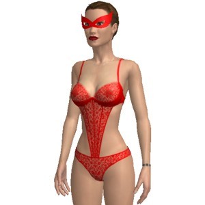 Lace costume, Red with mask