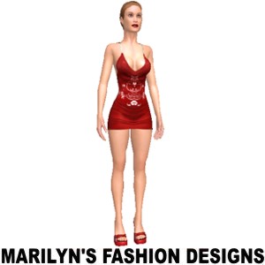 Red dress with hh mules, From Marilyn's Fashion Designs