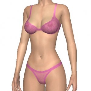 Semi transparent bra and panties, pink