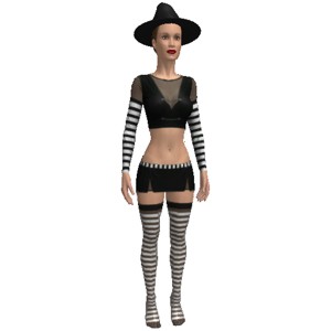 Witch costume, With black and white stripes