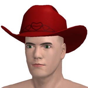 Cowboy hat, Red with hearts, in best sex MMO game AChat