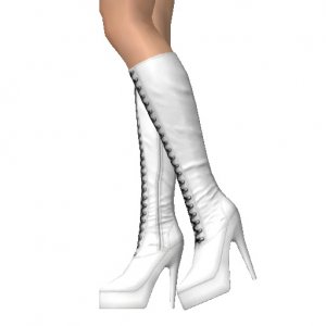 Knee high boots, White, domina style