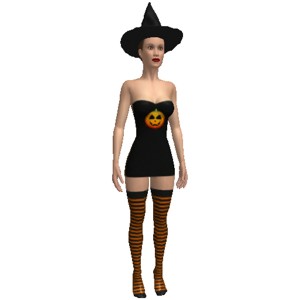 Witch costume, With black and orange stripes