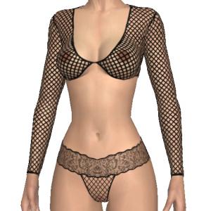 Sexy lingerie set, Black net lingerie set