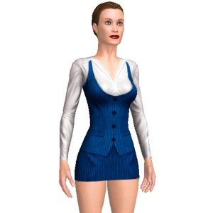 Secretary costume, Blue and white