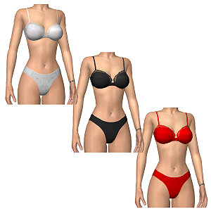 Bra and panties in three colors, classic style