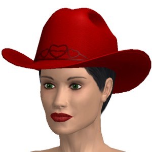 Cowboy hat, Red with hearts