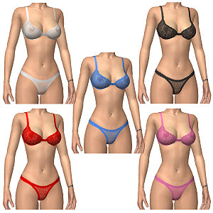 Semi-transparent silky lingerie in five colors, very sexy indeed