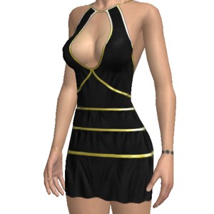 Clubwear costume, Sexy costume with golden stripes