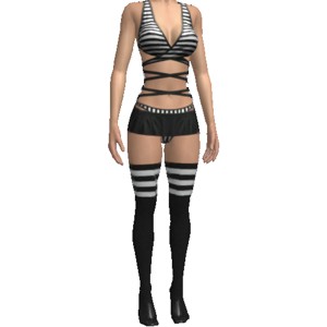 Sexy costume, With black and white stripes